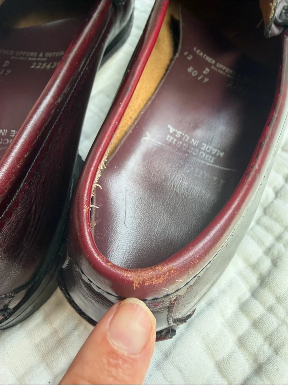 Vintage Hanover Handsewn Burgundy Leather Penny Loafers Made USA Men’s 12 D